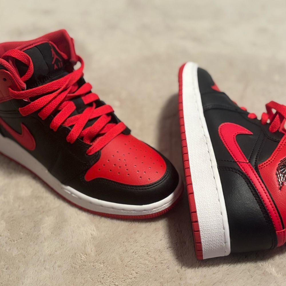 Red and Black High-Top Sneakers